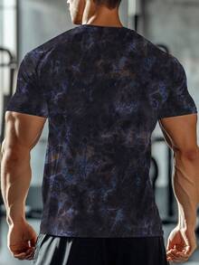 Men's Breathable Casual Short Sleeve Crew Neck T-Shirts In, Gradient Graphic, Polyester Blend, Machine Washable For Summer Sports & Leisure Tops Workout Gym Clothes Men Tees Gym - Multicolor - View 2