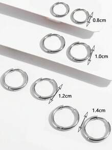 8 pièces Boucles d'oreilles rondes unicolore en acier inoxydable Huggies, anneaux d'oreille en or plaqué 18 carats pour cartilage, bijoux empilables, cadeau pour femmes, hommes et enseignants