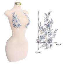 Handmade Applique Sewing Beads And Lace Patch Dress Accessories(S13-SilverAB) - Multicolor - View 4