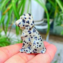 1 peça de cachorro de pedra natural manchada, filhote de labrador de de quartzo, decoração de cachorro manchado esculpido à mão, acessórios para casa, chakra de , cura de , limpeza espiritual, presente para homens, mulheres e crianças, dia dos namorados, 4 cm, tamanho de envio aleatório