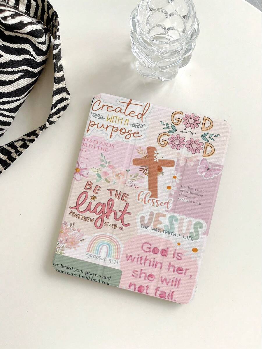 10.2 英寸 iPad 第 9/10 代、iPad Air 第 6 代、iPad Pro 11 英寸保护壳，带十字架、花朵、卡通印花设计、可爱对开保护套、防震翻盖支架平板电脑保护套