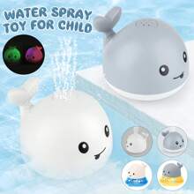 1pc Baby Bath Toy With Lights, Water Spraying Children's Bathroom Toy, Bathtub Toddler Bath Toys, Boy Girl Swimming Pool Bathroom Whale Water Spray Toys, Infant Bathtub Water Play Bath Toys