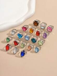 20pcs/Set Minimalist Geometric Acrylic Open Finger Rings Set For Women (Random Acrylic Colors)
