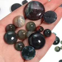 5-10pcs/Pack Natural Agate Gemstone Cabochons, Multi-Size Flat-Backed Unset Stones, Vintage Green Handmade DIY Gems Suitable For Necklaces, Rings, Bracelets & Jewelry Making
