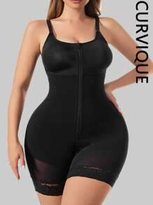 CurviQue 1PC Fajas Colombianas Postpartum Shapewear For Women Tummy Control Butt Lifter Full Body Shaper With Zipper Crotch