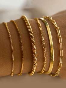 Gold Bracelets For Women, Stackable Bracelet Stack Set Adjustable Charm Paperclip Chain Cuban Link Layered Waterproof Jewelry Sets Gifts For Women