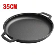 1 pieza Sartén multifuncional gruesa de hierro fundido - Antiadherente para pizza, carne a la parrilla, panqueques, apto para reuniones, barbacoas al aire libre, compatible con todas las cocinas, ideal para la cocina del hogar y la cocina al aire libre
