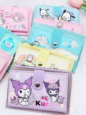 1 PC Sanrio For Hello Kitty & For Cinnamoroll Multi-Pocket Wallet - Adjustable Strap, Zipper Closure, Coin Holder, Card Holder, And Note Compartment - Available In Pastel Colors, Ideal For Girl, Coin Holder Wallet | Playful Accessory | Adjustable Strap Closure, For Hello Kitty Wallet