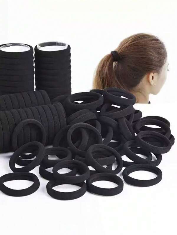 10/20/30/60/100 peças estilo minimalista preto elástico alto, elástico de cabelo para chuveiro de banheiro, rabo de cavalo alto sem costura, elástico de cabelo feminino, leve, durável e estiloso, acessórios de academia, elástico de cabelo, acessórios de cabelo, prendedores de rabo de cavalo, elásticos de cabelo, elásticos de cabelo
