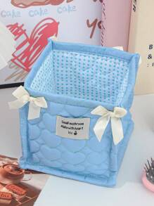 1 Cute And Practical Three-Dimensional Bow Lace Storage Basket, Desktop Sundries Storage Basket, Lipstick Makeup Brush Skin Care Storage Basket, Desktop Ornaments, Cosmetics Storage Box, Portable Picnic Basket, Valentine's Day Gift, Bathroom Storage