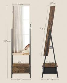 Schmuckaufbewahrungsschrank mit Spiegel und rollender Schubladenbasis große Schiebeschublade JBC61W