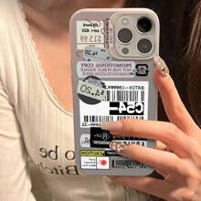 1 pieza Funda de teléfono a prueba de golpes de PMMA con estampado de etiqueta empalmada, funda de teléfono personalizada, disponible en múltiples colores
