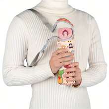1-Set Portable Cartoon Water Bottle Carrier Bag With Strap - Colorful Patterned Insulated Cup Sleeve, Vacuum Tumbler Holder, Convenient Glass Cup Pouch For Hot & Cold Beverages, Summer & Winter Drinkware Accessories, Water Bottle Accessories - Perfect Gift For Relatives And Friends - Multicolor - View 10