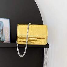 Small Crossbody Purse Bag Women,Cute Metallic-Embossed Handbag With Chain Strap - Vàng - Xem 6
