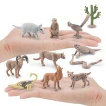 Set da 12 pezzi/9 pezzi/11 pezzi/21 pezzi di statuine di animali in miniatura simulate come leone, elefante, giraffa, tigre, zebra, rinoceronte bianco, orso grizzly, antilocapra, alce, bisonte, procione, giocattoli ornamentali divertenti per bambini di età 3+ per l'istruzione scientifica e la cognizione, regalo di compleanno