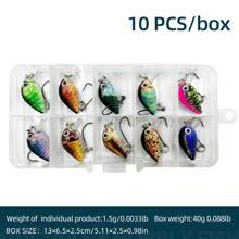 10 piezas/caja Juego de señuelos de pesca tipo crankbait mini, señuelos duros tipo swimbait, señuelos tipo minnow y wobble crank para pesca de lubina y trucha