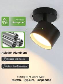 CANMEIJIA GX53 嵌入式吸顶灯，黑白两色可选，带/不带灯泡，铝制材质，兼容 GX53 灯泡。适用于商店、书房、卧室、客厅、咖啡厅、展厅、画廊、博物馆、走廊、门廊。请根据您的需求选择尺寸。