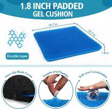 Gel Seat Cushion (20"X20"X2") For Long Sitting, Super Large Gel Cushions For Elderly Pressure Relief, Office/Desk Chair, Wheelchair, Car & Airplane Seat, Couch, Stadium Cushion Pads - 藏蓝色 - 查看 7