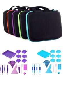 Diamond Painting Accessories Organizing Set - 30 Slots (Blue/Purple), Portable Organizer Bag & Tool Set - Perfect Gift For Handicraft Enthusiasts