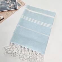1 Stück Türkisches Handtuch, gestreiftes Mikrofaser Strandtuch für Camping Schwimmen Reisen, schnelltrocknend, multifunktionales Quasten-Geschirrtuch, nicht klebrig am Sand, leichtes Strandtuch für Beauty Salon, Zuhause, Badezimmer, Dusche, Handtücher für Beauty Salon, Hotel, Sport, Zuhause Essentials, Handtuch, Hautpflege Badetuch