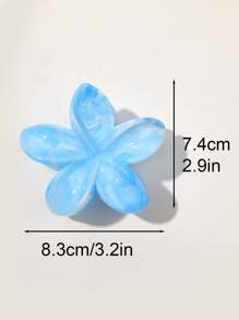 Set de 4 pinzas para el cabello con estilo Mori boho dulce de color azul claro con estampado de flores y mármol, accesorios de playa, accesorios de moda para el cabello, pinzas con forma de flor, para looks casuales de vacaciones para mujer en primavera/verano e invierno