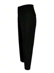Pantalones casuales de mujer de cintura alta, de unicolor, con botones y cremallera