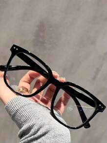 1 Stück/3 Stücke modische eckige Brillen für Damen und Herren, passend zum Outfit, zum Arbeiten am Computer, Smartphone und Fernsehen, stilvoller Campus-Stil, transparenter schwarzer Rahmen, dekoratives Design