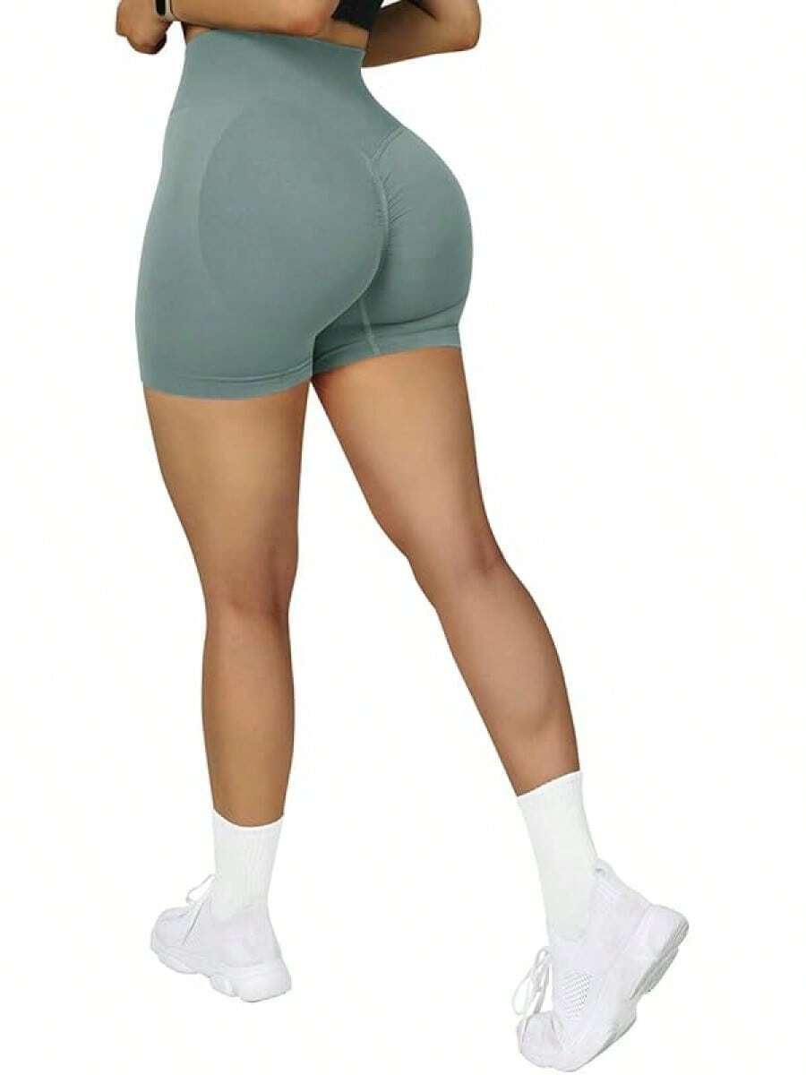 Shorts de cintura alta sin costuras para entrenamiento - 3" Verde claro - Ver 1