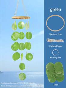 手工制作的户外风铃 28 英寸海玻璃贝壳风铃，适用于户外家居海滩装饰，Capiz 风铃，适用于户外、庭院、家居或花园装饰，送给妈妈的风铃，圣诞节/礼物 - 彩色 - 查看 11