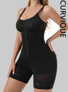 CurviQue 1PC Fajas Colombianas Postpartum Shapewear For Women Tummy Control Butt Lifter Full Body Shaper With Zipper Crotch