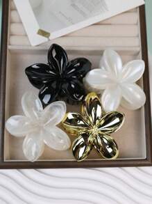4 pièces Pinces à cheveux florales acryliques pour femmes, élégantes et raffinées. Accessoires décoratifs polyvalents pour coiffures demi-attachées à l'arrière de la tête. Frais, simples et doux, adaptés à une utilisation quotidienne en tant qu'accessoires pour cheveux