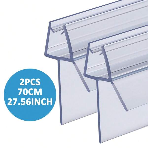 2 Packs 70cm/27.56 Inch Frameless Shower Door Seal Strip For 6mm/8mm (0.23/0.31 Inch) Glass Seal Strip Shower Door Sweep Can Covers Up To 20mm Gap - Stop Shower Leaks Back To School
