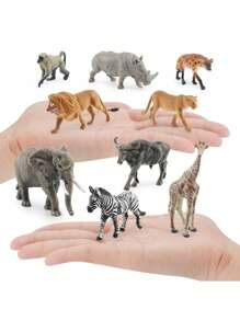 Set da 12 pezzi/9 pezzi/11 pezzi/21 pezzi di statuine di animali in miniatura simulate come leone, elefante, giraffa, tigre, zebra, rinoceronte bianco, orso grizzly, antilocapra, alce, bisonte, procione, giocattoli ornamentali divertenti per bambini di età 3+ per l'istruzione scientifica e la cognizione, regalo di compleanno
