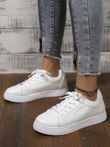 scarpi sportivi bianche casual da donna per primavera/autunno, scarpe da ginnastica piatte antiscivolo, scarpe da corsa sportive versatili