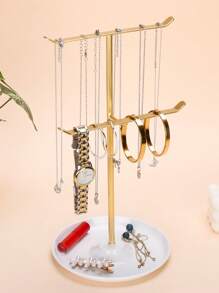 1pc Creative T-Shaped Necklace Display Stand, Earring & Bracelet Organizer, Bedroom Bathroom Office Desk Jewelry Holder, Christmas Gift