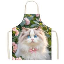 1 pièce Super mignon tablier de cuisine rose chat, tablier de cuisine haute qualité résistant aux salissures, convient aux chefs, jardiniers, cuisiniers, rôtisseurs, fleuristes, peintres, baristas, vêtements de travail résistants aux salissures, 65cm * 53cm * 53cm