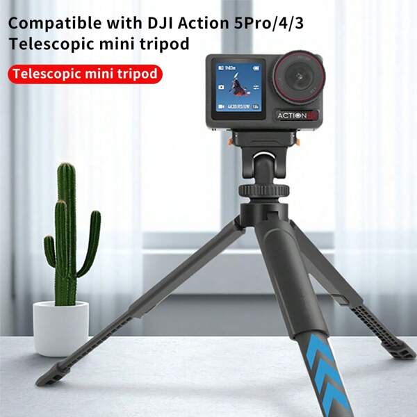 Extendable Mini Tripod For Osmo Pocket 3, With 1/4 Screw Compatible With Phone Clip And Other Expansion Adapters With 1.2m Aluminum Alloy Selfie Stick For Summer Vacation, Travel, Outdoor Activities, Live Streaming, Stable Recording Tripod For Phone