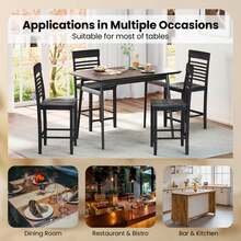 Lifezeal Counter-Height Dining Chair Set Of 4 With Footrests Solid Wood Frame Modern - Xám - Xem 4