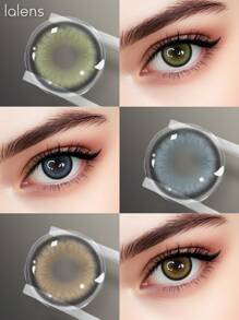 Lentes de contacto de color verde Lalens, hermoso maquillaje con diámetro de 14.20mm para uso semestral, lentes de contacto de color natural azul, gris y marrón para ojos marrones claros, con efecto de ojos grandes y círculos negros, lentes cosméticos suaves