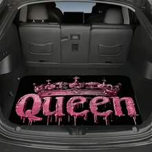 1pc Universal Queen Crown Pattern Car Trunk Mat, Made Of Durable Polyester Fiber, Car Carpet, Purple Black Background Interior - one-size - View 9