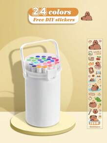 12/24/36/48colors Capybara Acrylic Marker Pen, Art DIY Graffiti Pens,Suitable For DIY Art Painting, Waterproof Quick Drying, Student Art, Animation, Painting And Sketching, Painting Supplies, Back To School,School Supplies,Free DIY Stickers(Two Pens With Different Printing Appearances Are Randomly Sent)