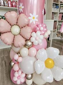 42pcs Daisy Balloon Set Macaron Pink Latex Balloon Bobo Balloon White Daisy 1-9 Number Foil Balloons Babyshower Birthday Party Background Decoration