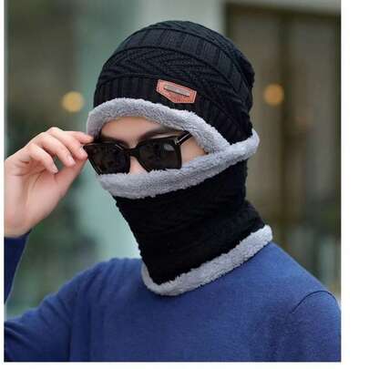 Uma únicaTouca Masculina E Feminina Gorro De Lã Forrada Com Pelinhos