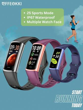  Effeokki 健身追踪器智能手环手表超薄男女计步器/健康/防水/活动/天气/多功能运动智能手环适用于 安卓智能手机