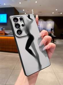 Neue Matt-Textur Handyhülle mit Silhouette Motiv, stoßfest, kratzfest, abriebfest schwarze TPU Soft-Schale, Kameraobjektiv-Schutz, kompatibel mit Apple, Samsung, Xiaomi, OPPO, VIVO