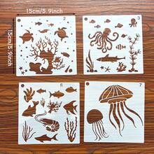 Bộ 16 mẫu vẽ sinh vật biển rỗng, dụng cụ hỗ trợ vẽ phác thảo, tô màu graffiti tự làm, đồ dùng học tập, trở lại trường học - trắng - Xem 3