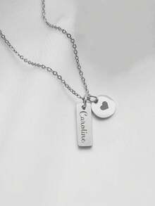 Stainless Steel Customized Personalized Fashion Simple Name Necklace, Perfect For Daily Wear, Party, Vacation, Graduation Season, Wedding Anniversary, Valentine's Day, Christmas, Birthday Gift Giving