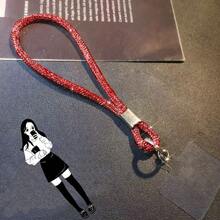 1pc Rhinestone Mobile Phone Lanyard, Short Fashion Hanging Chain Wrist Strap Accessory With Glowing Crystals For Women - Multicolor - View 6