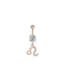 1 bucată culoare argintie culoare auriu-roz douăsprezece constelații zirconia sexy lung inel pentru buric piercing din oțel chirurgical femei inel pentru buric