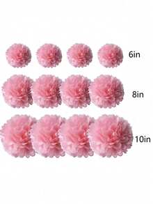 10 buc/set bile de flori de hârtie roz pal, pompoane de hârtie pentru decor de petrecere, bile de hârtie pentru decor de fundal pentru petrecere de ziua de naștere, potrivite pentru Crăciun, Anul Nou, aniversare, decorațiuni de nuntă